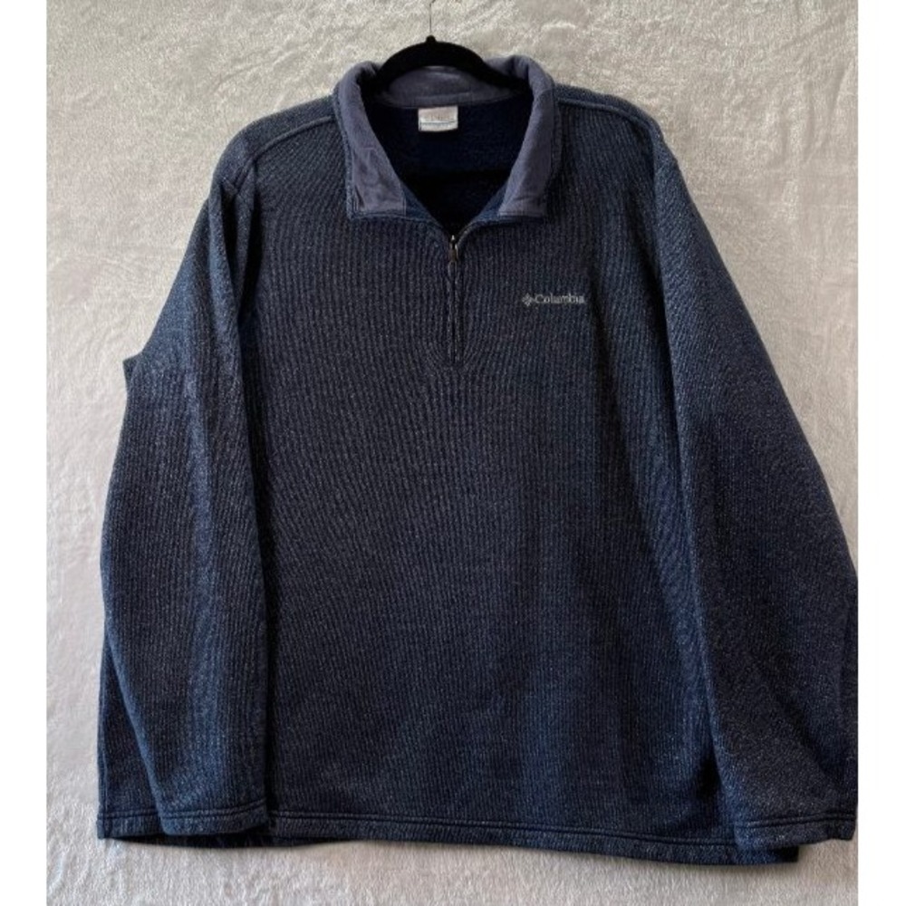 Columbia Sportswear Mens XXL Quarter Zip Fleece Sweater Pullover Navy Blue